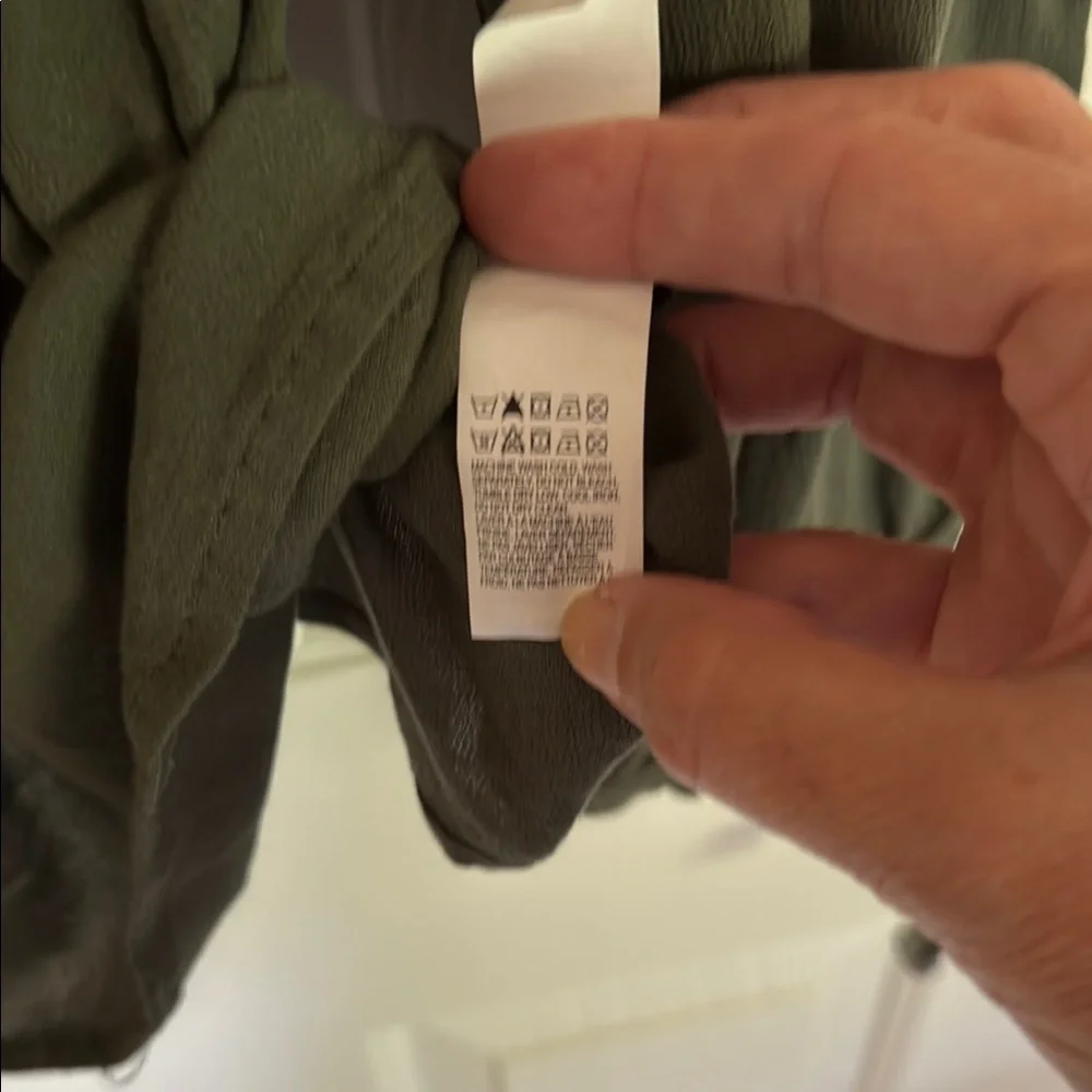 Lucky Brand Olive Green Long Sleeve Tie Front Blouse XL - Picture 3 of 10